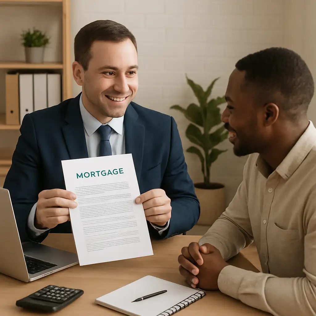 Mortgage broker in brisbane helping a client