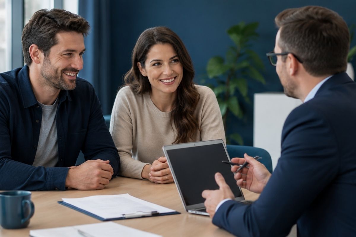 Bad Credit Mortgage Broker Brisbane. - a broker reviewing options with hopeful buyers