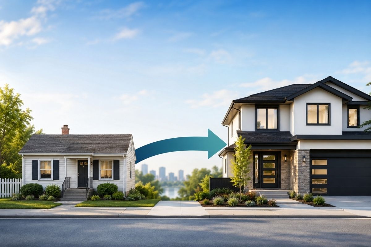 Bridging Loan How It Works - two homes linked during a buy before you sell move