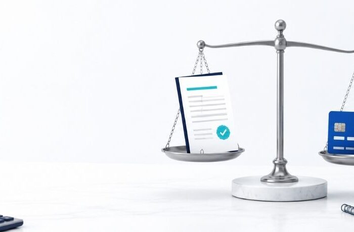 Personal Loan vs Credit Card - a loan document weighed against a credit card