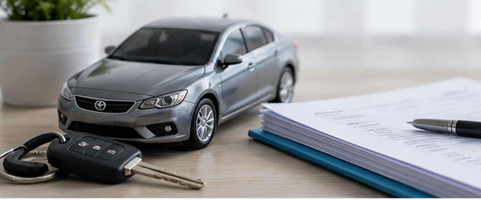 New vs Used Car Finance - a used car with finance paperwork and keys